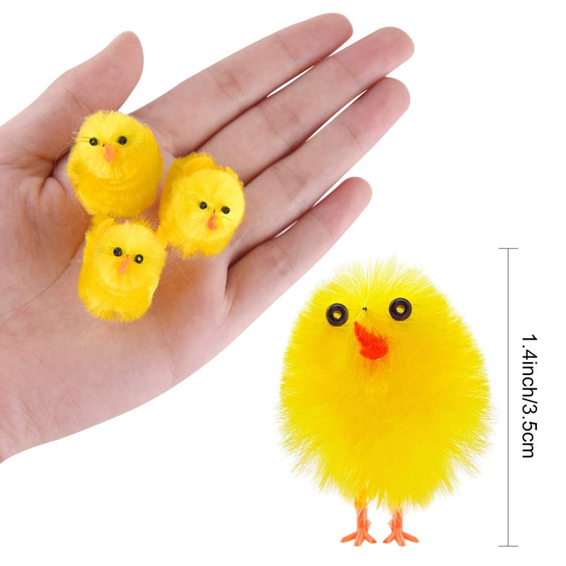 TUPARKA 46 Pcs Mini Easter Chicks Yellow Easter Chenille Cute Fully Chicks for Party, Easter Egg Bonnet Decoration - Image 2